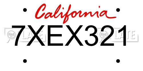 7XEX321 California License Plate