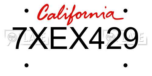 7XEX429 California License Plate
