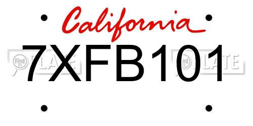 7XFB101 California License Plate