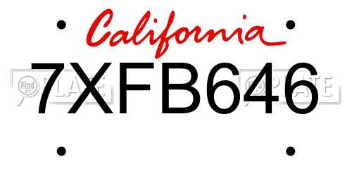7XFB646 California License Plate