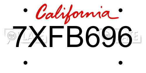7XFB696 California License Plate