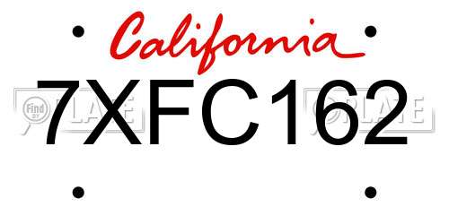 7XFC162 California License Plate
