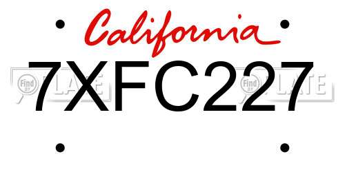 7XFC227 California License Plate