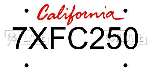 7XFC250 California License Plate