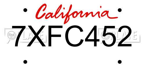 7XFC452 California License Plate