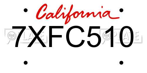 7XFC510 California License Plate