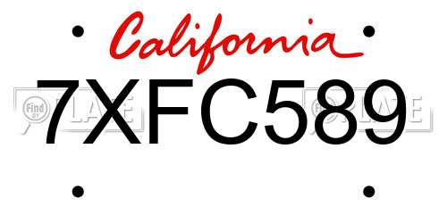 7XFC589 California License Plate