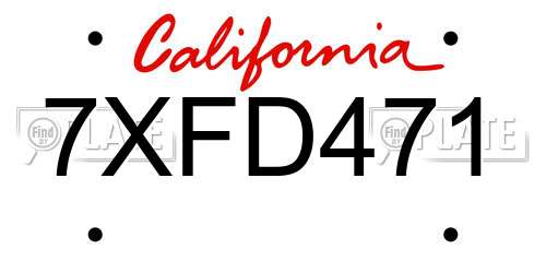 7XFD471 California License Plate