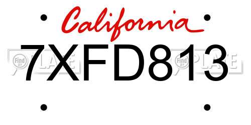 7XFD813 California License Plate