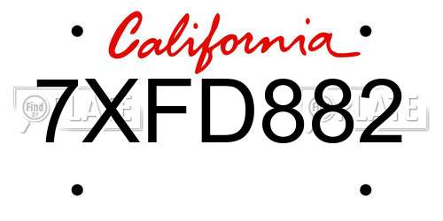 7XFD882 California License Plate