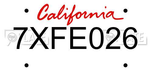 7XFE026 California License Plate