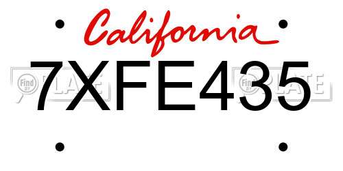 7XFE435 California License Plate