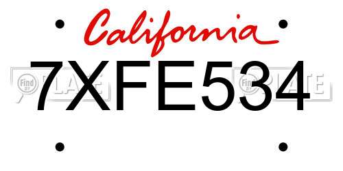 7XFE534 California License Plate