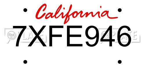 7XFE946 California License Plate
