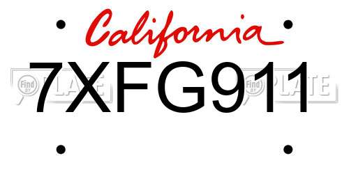 7XFG911 California License Plate