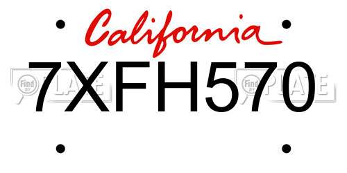 7XFH570 California License Plate