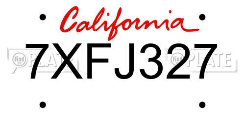 7XFJ327 California License Plate