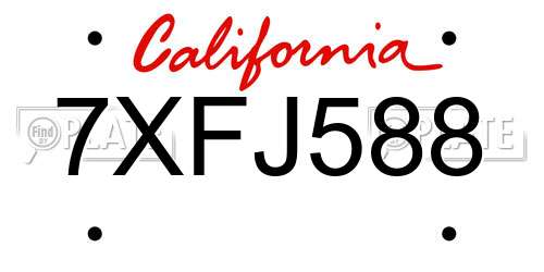 7XFJ588 California License Plate