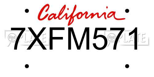 7XFM571 California License Plate