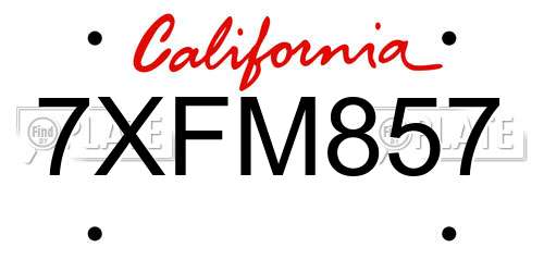 7XFM857 California License Plate