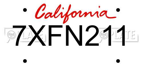 7XFN211 California License Plate