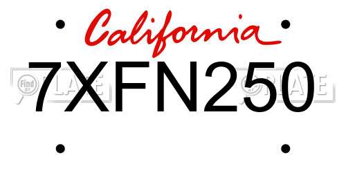 7XFN250 California License Plate