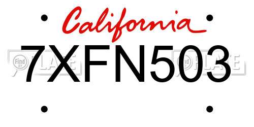 7XFN503 California License Plate