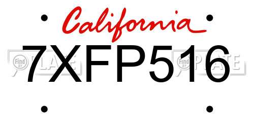 7XFP516 California License Plate