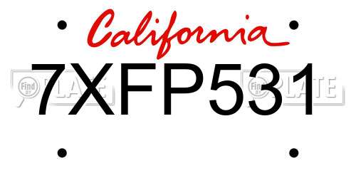 7XFP531 California License Plate