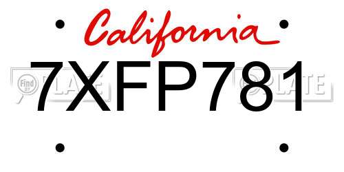 7XFP781 California License Plate