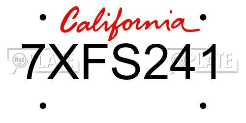 7XFS241 California License Plate