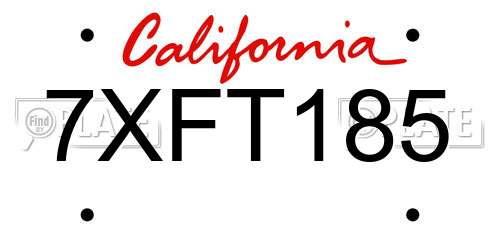 7XFT185 California License Plate