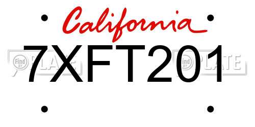 7XFT201 California License Plate