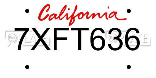 7XFT636 California License Plate