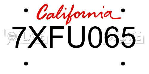 7XFU065 California License Plate