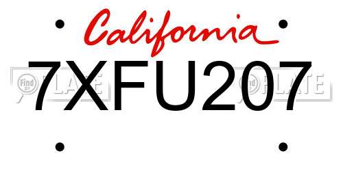 7XFU207 California License Plate