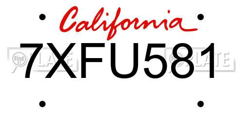 7XFU581 California License Plate