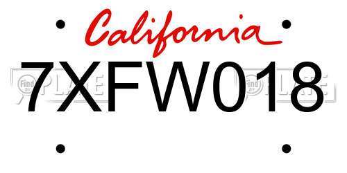 7XFW018 California License Plate