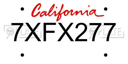 7XFX277 California License Plate
