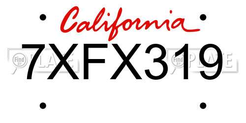7XFX319 California License Plate