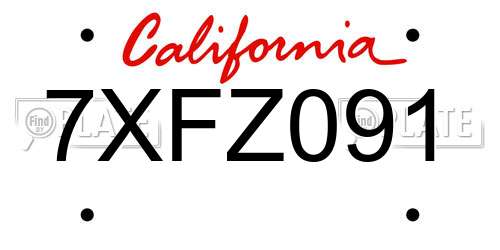 7XFZ091 California License Plate