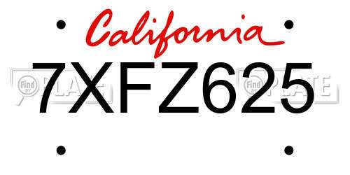 7XFZ625 California License Plate