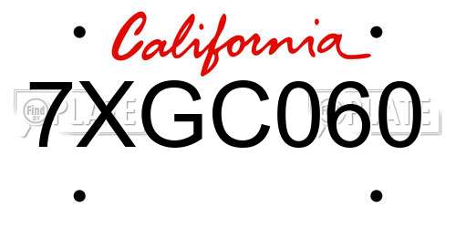7XGC060 California License Plate