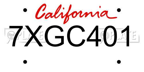 7XGC401 California License Plate