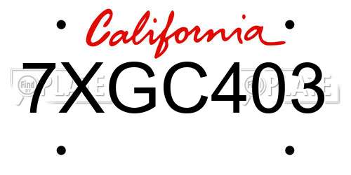 7XGC403 California License Plate