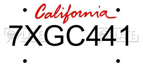 7XGC441 California License Plate