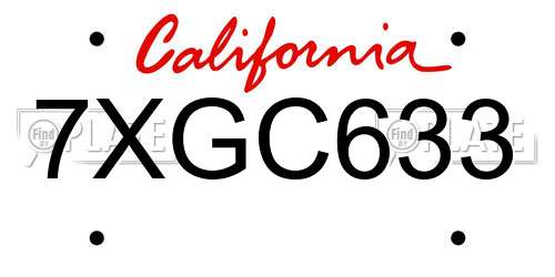 7XGC633 California License Plate
