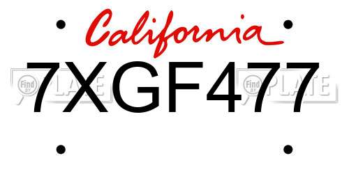 7XGF477 California License Plate