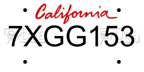 7XGG153 California License Plate