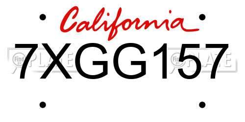 7XGG157 California License Plate